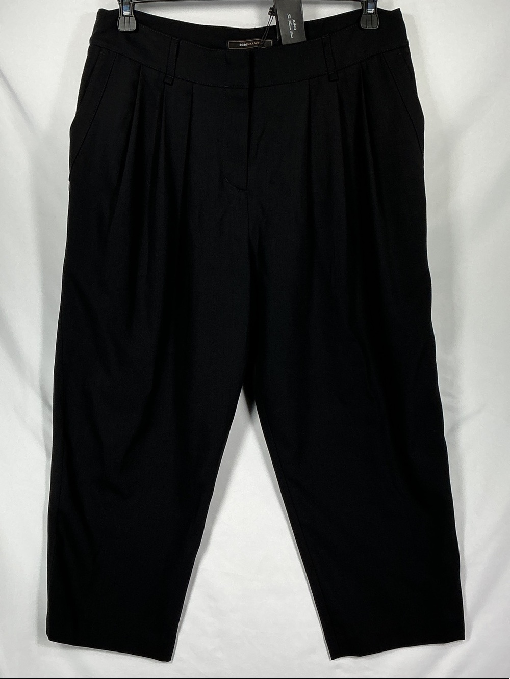 BCBGMaxAzria Jung Pleated Harem Trouser Black Wool Blend Trousers Size 10 NWT